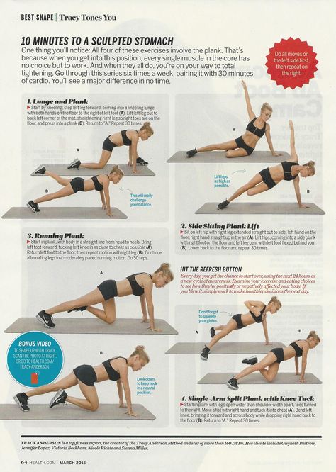 Tracy Anderson abs moves in @goodhealth Health magazine Tracy Anderson Abs, Ab Rehab, Tracy Anderson Workout, Rehab Exercises, Ab Workout Challenge, Effective Ab Workouts, Six Pack Abs Workout, Ballet Workout, Abs Workout Video