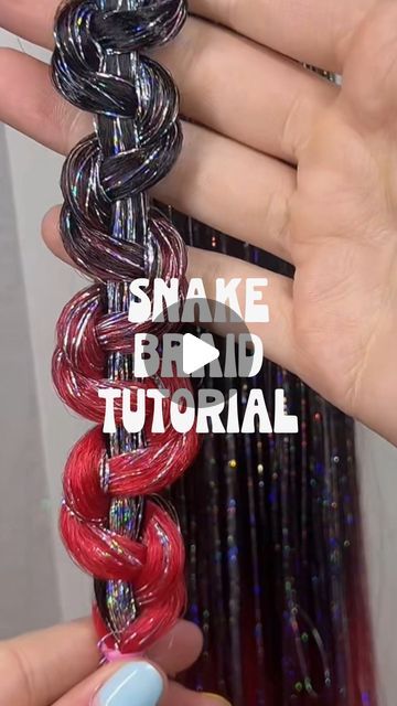 Half Sweet on Instagram: "snake police 🐍  #snakebraid #snakebraids #braidingtutorial #halfsweetstudios #braidinghair #ravehair #festivalbraids #ravebraider #festivalbraider #howtobraid #howtobraidhair #colorfulbraidinghair #ravebabe #festivalhair #braids #ravebraids #rainbowbraidinghair #tinselbraidinghair #tieinbraidextensions #tieinponytail #tieintinsel #tinselhair #ravefashion #festivalfashion #ravehairtutorial #diyravehair #diyfestivalhair" Snake Braid Tutorial, Snake Braids, Dragon Braid, Snake Braid, Rave Braids, Braid Tutorials, Festival Braids, Braid Trends, Rave Hair