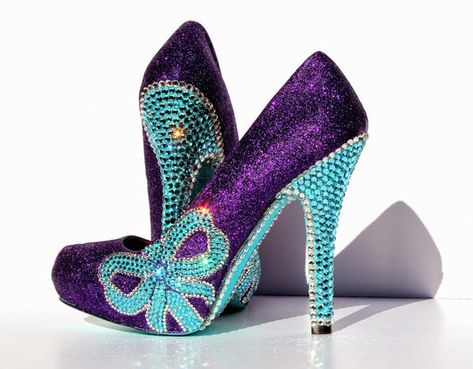 Muses Shoes, Crowded Room, Custom Wedding Shoes, Bling Heels, Crystal Purple, Tie Up Heels, Purple Heels, Wedding Shoes Bride, Bridal Heels