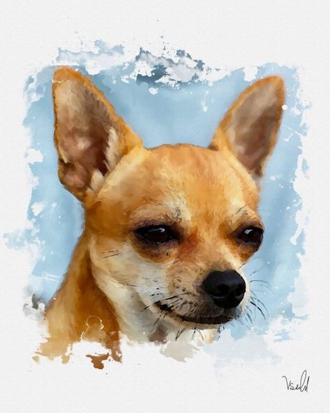 Pet Portrait, Custom Dog Portrait, Watercolor Dog Portrait, Custom Chihuahua Portrait (Digital File Only) Chihuahua Painting, Chihuahua Drawing, Corgi Portrait, Pet Portrait Illustration, Dog Caricature, Colorful Animal Paintings, Pet Portrait Paintings, Digital Pet Portrait, Watercolor Dog Portrait