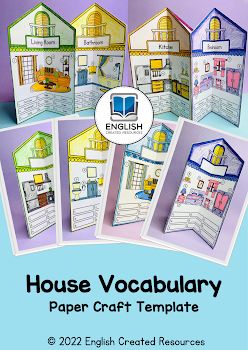 House Vocabulary Paper Craft Template Vocabulary Template, English Created Resources, House Vocabulary, Paper Craft Template, Paper House Template, Spanish Classroom Activities, Creative Teaching Press, Teaching Shapes, English Projects