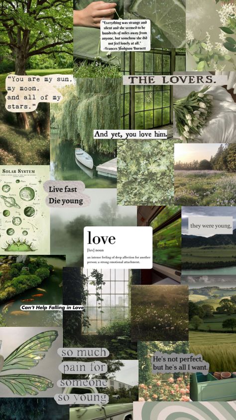 Green Wallpaper Aesthetic Collage, Dark Green Collage Wallpaper, Light Green Aesthetic Wallpaper, Green Wallpaper Collage, Green Collage Wallpaper, Green Aesthetic Collage, Pink Girly Quotes, Collage Quotes, Wallpaper Collages