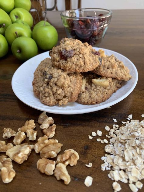 Apple Cranberry Oatmeal Cookie Recipe - Through My Front Porch Apple Cranberry Oatmeal, Best Apples For Baking, Tuesday Recipes, Cranberry Oatmeal, Oatmeal Cookie Recipe, Oatmeal Cranberry Cookies, Oatmeal Cookies Chewy, Cookie Recipes Homemade, Recipe Dessert