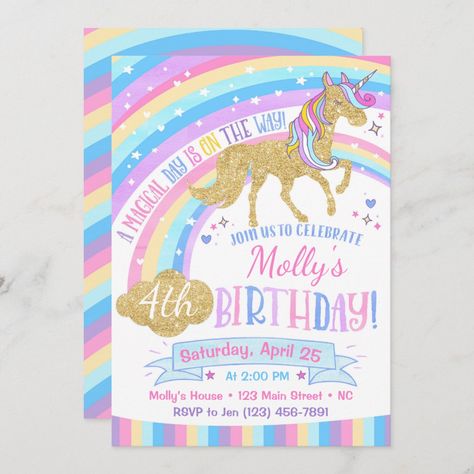 Magical Unicorn Birthday Invitation Rainbow Invite Magical Birthday Party, Digital Invitations Design, Unicorn Invitation, Unicorn Party Invites, Unicorn Birthday Invitation, Rainbow Birthday Invitations, Rainbow Invitations, Unicorn Birthday Party Invitation, Magical Birthday