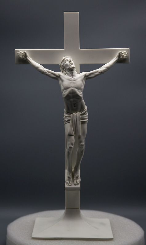 A beautiful statue : 'Jesus on the cross' by E Lo at loartz — Kickstarter Cross Statue, Jesus Christ Statue, Jesus Scriptures, Jesus Drawings, Jesus Statue, Religious Tattoo, Crucifixion Of Jesus, Jesus Christ Art, Pictures Of Jesus Christ