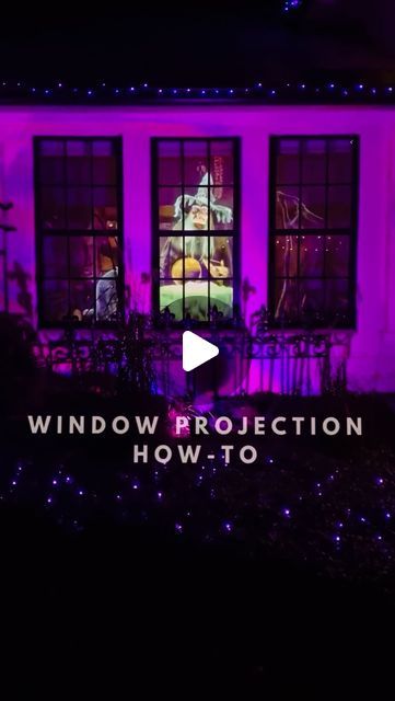 Elizabeth Rishel | DIY Home & Garden on Instagram: "The easiest window projection is back!! If you do anything outside for Halloween decor this year, let this be it. I used a plastic drop cloth attached with Velcro command strips over the windows. Makes it easy and quick to remove during the day and put back up at night if you keep it up throughout the holiday season. Use a projector with your favorite spooky scene and add a speaker for extra fun. I used this themed witch video from Atmosfx or you can search some on YouTube! Comment WITCH and I’ll send you everything I used." Window Projector, Command Strips, Christmas Window, Drop Cloth, Projector, Do Anything, Window Decor, Holiday Season, Halloween Decorations