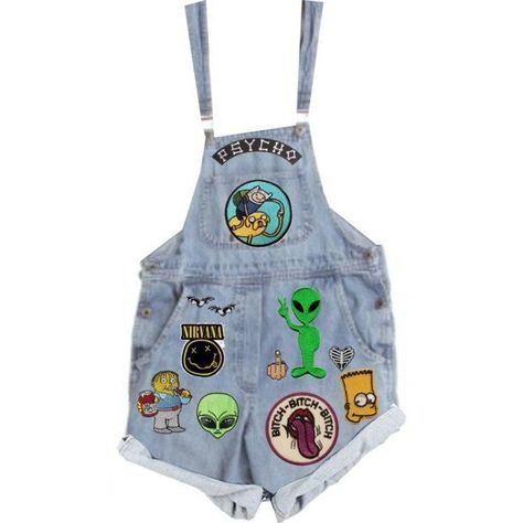 patch me up ❤ liked on Polyvore featuring jumpsuits, rompers, shorts, bottoms, overalls, blue overalls, bib overalls, blue rompers, blue romper and blue bib overalls Overall Patches, Overalls With Patches, Painted Overalls, Alien Clothes, Overalls Blue, Cute Overalls, Patch Denim, Blue Overalls, Art Outfit