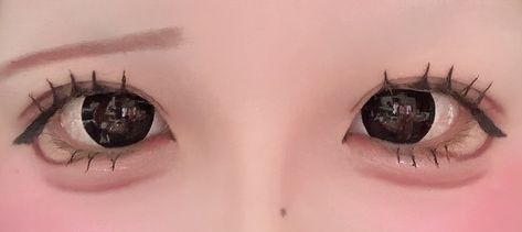 Ryousangata Makeup, Easy Cosplay Makeup, Cute Core Makeup, Doll Eye Makeup Look, Dolly Eye Makeup, Cosplay Eye Makeup, Jirai Kei Makeup, Cutecore Makeup, Uwu Makeup