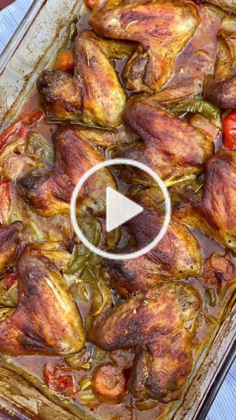 Baked Wings Recipe Ovens, Smother Chicken Wings, Baked Chicken Wings With Gravy, Full Chicken Wing Recipes, Smothered Wings Chicken Recipes, Full Chicken Recipes Ovens, Baked Chicken Wings Meal Ideas, Baked Chicken Whole Wings, Smothered Chicken Wings Gravy