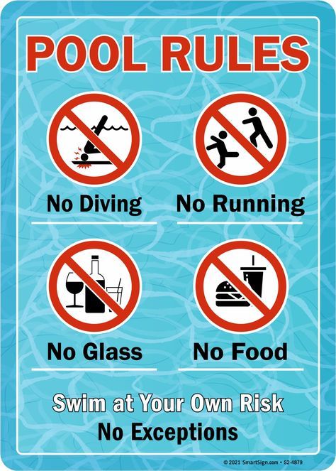 Don't want your guest to enter with their burgers and glass of wine inside your pool? This Swimming Pool Rules Sign comes to your rescue. The sign also prohibits diving in the water and running around the pool area. Swimming Pool Rules, Pool Rules Sign, Pool Rules, Pool Safety, Decor Hanging, New Sticker, Pool Area, Restaurant Decor, Swimming Pool