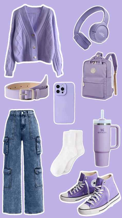 Purple Outfit inspo💜🎵 Purple Tomboy Outfit, Purple Outfit Ideas Casual, Purple Aesthetic Outfit, Dark Purple Outfit, Black And Purple Outfit, Purple Outfit Ideas, Tomboy Outfit, Glasses Outfit, Outfit Ideas Casual