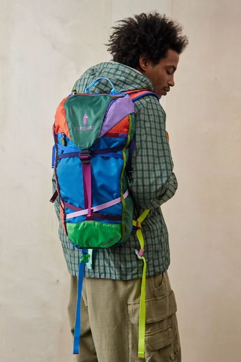 From hiking to rock climbing, the Tarak rucksack by Cotopaxi will keep your belongings secure and close at hand at all times. Crafted from brightly coloured repurposed nylon with an elongated single compartment, a removable foam frame sheet, two comfortable shoulder straps and ice tool carry system for cold-weather adventures. Cotopaxi Backpack, Backpack Aesthetic, 20l Backpack, Aesthetic Backpack, Hiking Aesthetic, Together Lets, Hiking Backpack, Rock Climbing, Cold Weather