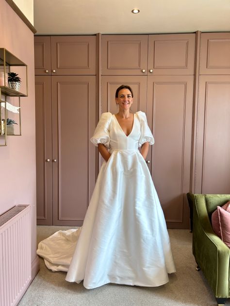 How gorgeous are these puff sleeves Magdalena by Jesus Peiro Long Sleeve Puff Wedding Dress, Square Neck Puff Sleeve Wedding Dress, Jesus Peiro Wedding Dress, Wedding Dress Vintage Sleeves, Puff Sleeve Wedding Dress, Wedding Dress With Long Sleeves, Robe Wedding, Holy Matrimony, Jesus Peiro