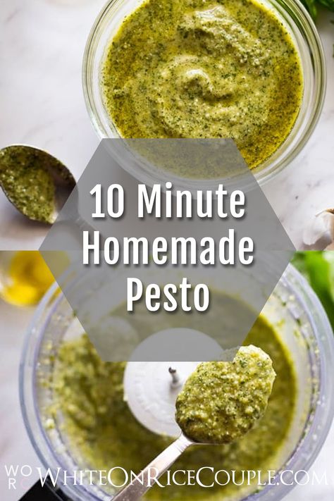 Everyday Basil Pesto Recipe for Pesto Chicken or Pesto Salads @whiteonrice Pesto Easy Recipe, Healthy Pesto Recipe, Pesto Chicken Recipes, Using Fresh Basil, Basil Sauce Recipe, Easy Pesto Recipe, Recipe For Pesto, Heirloom Tomato Tart, Fresh Basil Recipes