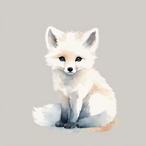 Artic Fox Drawings, Cute Fox Stickers, Volpe Artica, Cute Fox Art, Academic Background, Blue Bird Art, Fox Drawing, Idee Cricut, Animal Illustration Art