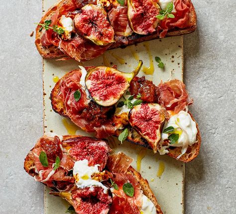 Fig Burrata, Toast Toppers, Mozzarella Salad, Fig Recipes, Toast Toppings, Bbc Good Food, Fresh Figs, Bbc Good Food Recipes, Meal Deal