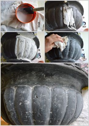 DIY Aged Plastic Fountain Aging Steps - An Oregon Cottage How To Age Concrete, How To Make Plastic Pots Look Like Stone, Oregon Cottage, Diy Concrete Planters, Diy Fountain, Concrete Diy Projects, Garden Urns, Faux Painting, Diy Outdoor Decor