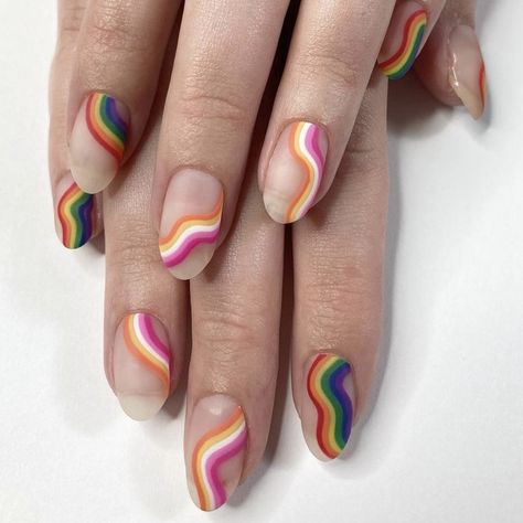 Almond Summer Nails 2023, Almond Summer Nails, Nail Art Designs 2023, Summer Nails Almond, Summer Nails Ideas, Flag Nails, Rainbow Nails Design, Witchy Nails, Punk Nails