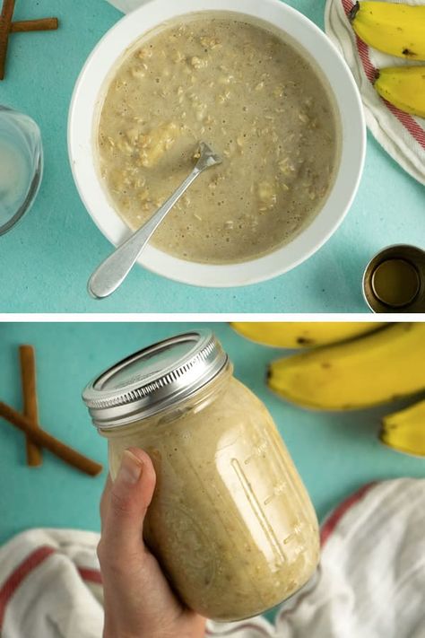 This six-ingredient Peanut Butter Banana Overnight Oats recipe is so, so decadent. This overnight oatmeal tastes like oatmeal cookies, y'all! #overnightoats #inajar #recipe #vegan #easy #peanutbutter #banana #protein #dairyfree Overnight Oats Healthy Peanut Butter, Overnight Oat Peanut Butter, Banana Overnight Oats Recipe, Peanut Butter Overnight Oats Recipe, Banana Peanut Butter Overnight Oats, Peanut Butter Chocolate Banana Overnight Oats, Overnight Oats Banana Peanut Butter, Peanut Butter Banana Overnight Oats, Overnight Oats In A Jar