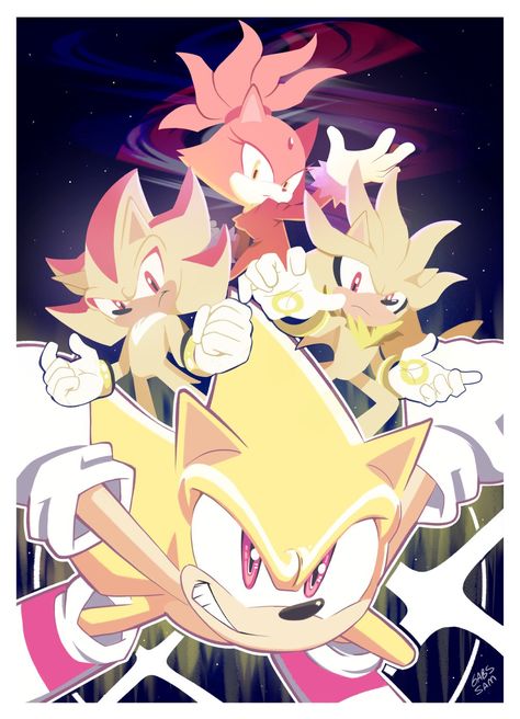 “✨ Super forms ✨ #SonicTheHedgehog” Scenecore Art, Super Shadow, Classic Sonic, Sonic Heroes, Silver The Hedgehog, Sonic Franchise, Sonic Adventure, Hedgehog Art, Sonic And Shadow