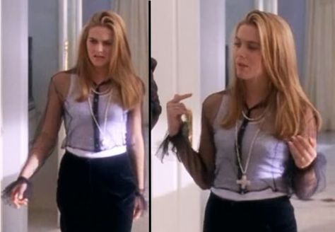 Sheer Blouse Outfit, Cher Clueless Outfit, Cher Aesthetic, Sheer Top Outfit, Clueless Costume, Alicia Silverstone, 2000s Fashion Trends, Fair Outfits, Another Magazine