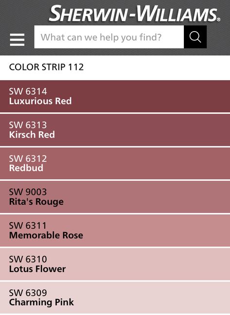 Sherwin Williams Rita's Rouge, Luxurious Red Sherwin Williams, Redbud Sherwin Williams, Dark Pink Paint Colors, Burgundy Room, Mauve Walls, Burgundy Walls, Zyla Colors, Burgundy Paint