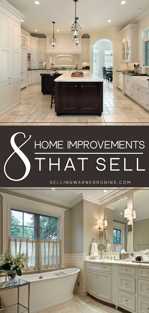 Eight home improvement projects to complete before selling your home to increase your home's value. #realestate #homeimprovement #sellinghome #sellhome #homerepairs Kitchen Design Pantry, Updating Kitchen, Spa Like Bathrooms, Easy Home Improvement Projects, Diy Remodeling, Easy Home Improvement, Renovation Kitchen, New Countertops, Home Improvement Loans