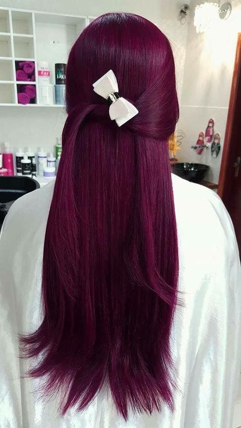 True Violet Hair Color Loreal Hicolor, Purple Over Red Hair, Wine Red Purple Hair, Dark Fuchsia Hair, Bright Magenta Hair, Fuschia Hair Color, Deep Wine Hair Color, Berry Red Hair, Dark Magenta Hair