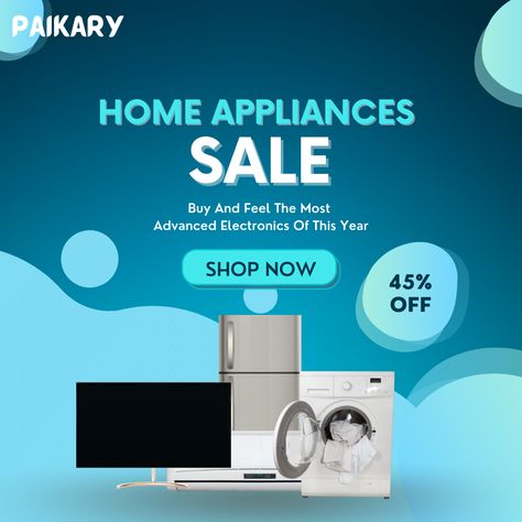 Home Appliances sale!! Enjoy up to 45% discount 🤩 Order now: https://paikary.com.bd/category/home-appliances-mhx6w #paikary #onlineshopping #discount #homeappliances Home Appliances Sale, Advertising Banner, Holiday Promotions, Home Appliance, Banner Advertising, Order Now, Promotion, Home Appliances, Graphic Design