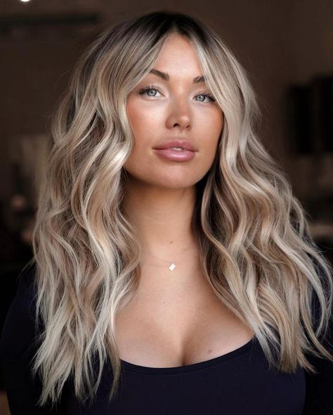 Ash Blonde and Silver Hair with Shadow Roots Shadow Root Blonde Balayage, Root Blonde Balayage, Blonde And Silver Hair, Darker Blonde, Shadow Root Blonde, Root Blonde, Ash Blonde Hair Dye, Shadow Roots, Cool Ash Blonde