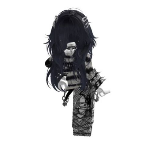 Roblox Chars Emo, Emo Roblox Avatar Girl, Roblox Fits Without Headless, Roblox Avatars Black, Roblox Emo Girl, Roblox Char, Roblox Hair Combos, Roblox Chars, Goth Roblox Avatars