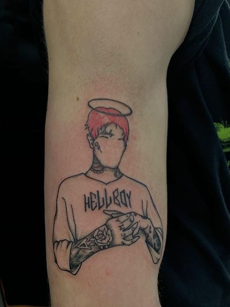 Peep Tattoos Ideas, Lil Peep Tattoo Ideas, Lil Peep Tattoo, Peep Tattoo, Hellboy Tattoo, Kitty Tattoos, Lil Peep Hellboy, Tatoo Inspiration, Grunge Tattoo