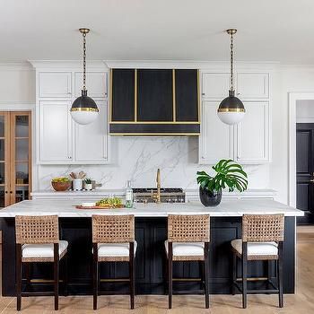 Kitchen Trends For 2023, Wood Barstools, Top Kitchen Trends, Black Island, Black Kitchen Island, Scout Guide, Coastal Interiors Design, Kitchen Island With Seating, Top Kitchen