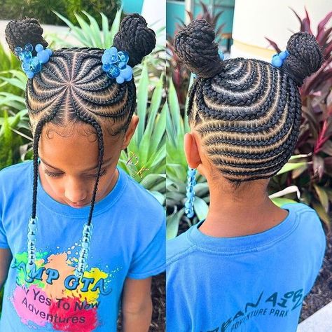 Natural Hairstyles For School, Curly Mixed Hair, Cornrow Hairstyles For School, Weaving Hairstyles, Kids Cornrow Hairstyles, Stitch Braid, Toddler Braided Hairstyles, Girls School Hairstyles, Cute Toddler Hairstyles