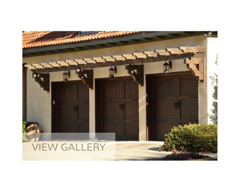 Garage Trellis, Side Hinged Garage Doors, Custom Wood Garage Doors, Door Architecture, Carriage Garage Doors, Pergola Shade Cover, Garage Pergola, Wooden Garage Doors, Rustic Pergola