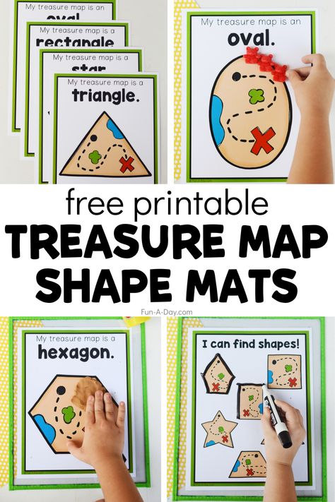 Shape Mats Free Printable, Preschool Pirates, Pirate Unit, Picnic Activities, Shape Activities Preschool, Pirate Activities, Printable Shapes, Free Preschool Printables, Map Activities