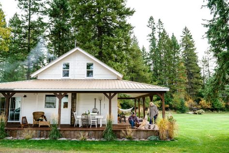 Montana Farmhouse, Installing French Doors, Farmhouse Fixer Upper, Fixer Upper Farmhouse, Clapboard Siding, House Redo, Cabin Inspiration, Flapper Era, Houses Design