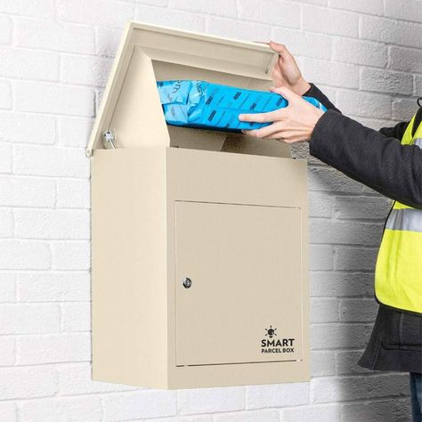 Drop Box Ideas, Mail Drop Box, Parcel Drop Box, Parcel Box, Tool Storage Diy, Cream Walls, Parcel Delivery, Drop Box, Box Delivery