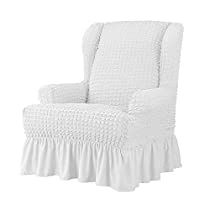 Check this out! White Wingback Chair, Wingback Chair Slipcovers, Wingback Chair Covers, Chair Covers Slipcover, White Wing, Rocker Chair, Wingback Armchair, Chair Slipcover, Armchair Slipcover