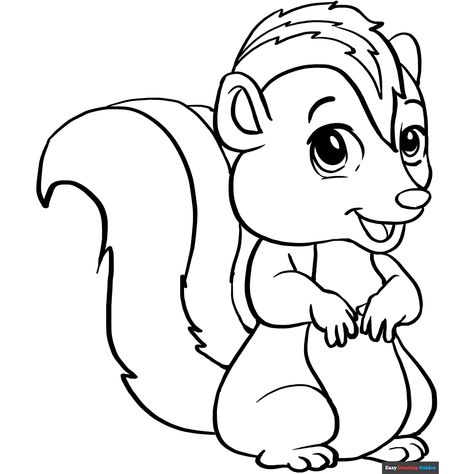 Free Skunk Coloring Page for Kids Skunk Coloring Pages, Skunk Craft, Skunk Drawing, Easy Drawing Guides, Drawing Guides, Popular Cartoons, Kids Print, Drawing Tutorial Easy, Coloring Tutorial