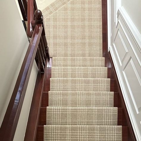 Boro Rug & Carpet on Instagram: "Plaid never gets old as a stair runner!

•
•
•

#staircase #runner #installation #carpet #luxury #carpetdesign #carpetrunner #staircaserunner #brooklynhome" Plaid Carpet Bedroom, Plaid Carpet On Stairs, High Traffic Carpet Ideas, Plaid Stair Runner, Plaid Carpet, Stairs Carpet, Staircase Runner, Fall Living Room Decor, Fall Living Room