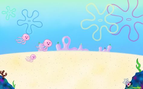 Spongebob Wallpaper Laptop, Spongebob Background Landscape, Sponge Bob Background, Spongebob Bedroom, Background Spongebob, Spongebob Background, Under The Sea Background, Wallpaper Horizontal, Ocean Flowers