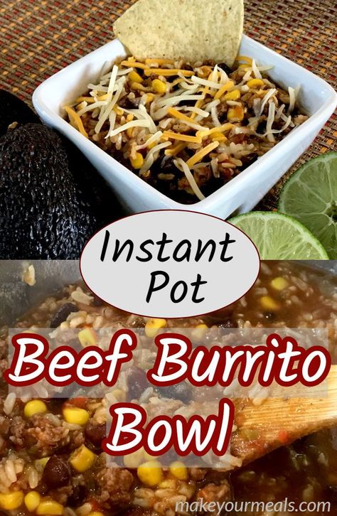 Beef Burrito Bowl Recipe, Beef Burrito Bowl, Mexican Food Menu, Dinner Mexican, Burrito Bowl Recipe, Beef Burrito, Burrito Bowls Recipe, Ninja Recipes, One Pot Meal