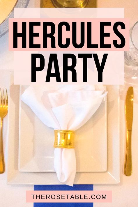 Hercules party ideas and recipes. Part of The Rose Table's Disney Dinners series. Hercules Party, Lamb Lollipops, Greek Menu, Greek Garden, Disney Dinner, White Pillar Candles, Disney Hercules, Pop Playlist, History Professor