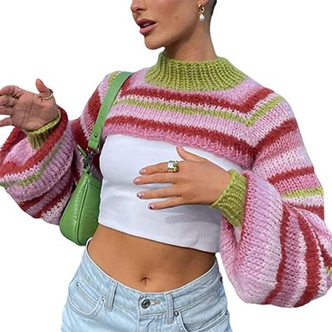 Winter Knitwear, Crop Pullover, Street Clothing, Bandeau Tops, Knit Shrug, Diy Things, Cropped Pullover, Sweater Crop, Sleeves Clothing