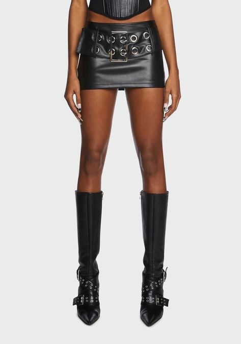 Skirt With Garter, Witch Oc, Sza Concert, Kiss Outfits, Halloween 23, Y2k Fits, Oc Outfits, Concert Fit, Black Leather Mini Skirt