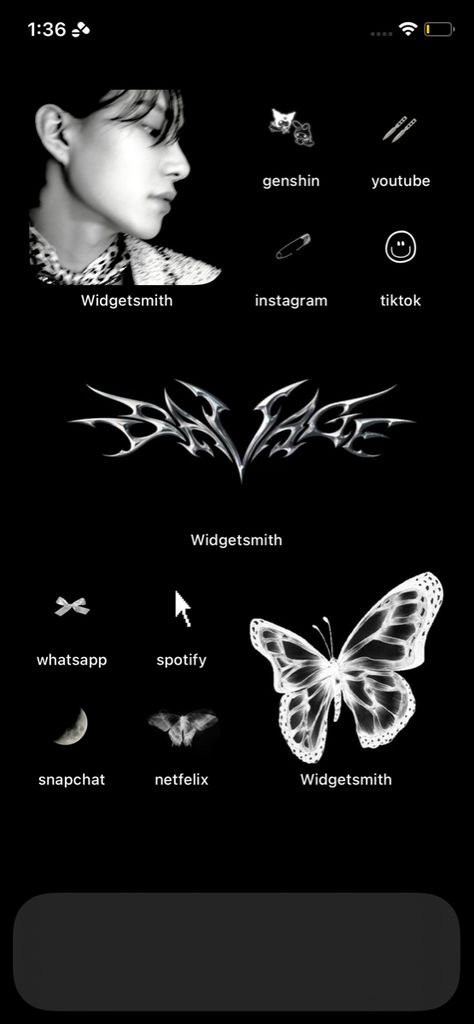 Custom Iphone Homescreen Black, Aespa Widget Ideas, Aespa Homescreen Layout, Kpop Homescreen Layout Dark, Homescreen Layout Iphone Black, Nct Iphone Layout, Aespa Phone Layout, Ios Layout Black, Nct Phone Layout