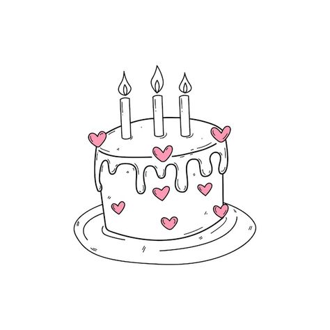 Birthday cake in doodle style | Premium Vector #Freepik #vector #anniversary-cake #birthday-cake #cute-cake #food-birthday Happy Birthday Doodles, Doodle Cake, Cake Sketch, Kartu Ulang Tahun Diy, Happy Birthday Drawings, Happy Birthday Icons, Birthday Doodle, Cake Drawing, Birthday Icon