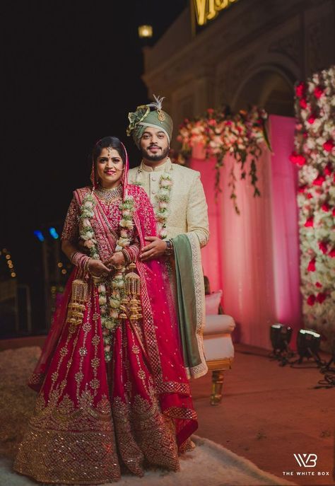 Technical Shubham Official Wedding Cupal Dresses Indian, Pink Couple Outfit, Love Poses Couple, Hot Pink Bridal Lehenga, Cupal Pose, Dulha Outfit, Pink Bride And Groom, Bride And Groom Indian Wedding Outfit, Couple Wedding Poses