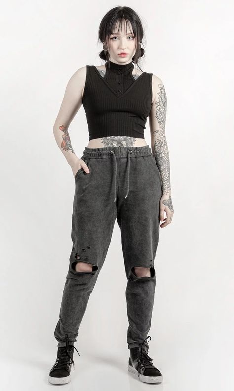 Goth Leisure Wear, Punk Athletic Style, Goth Athleisure Outfits, Athletic Goth Outfits, Goth Athletic Wear, Goth Nonbinary Fashion, Goth Lounge Wear, Health Goth Aesthetic, Goth Workout Clothes